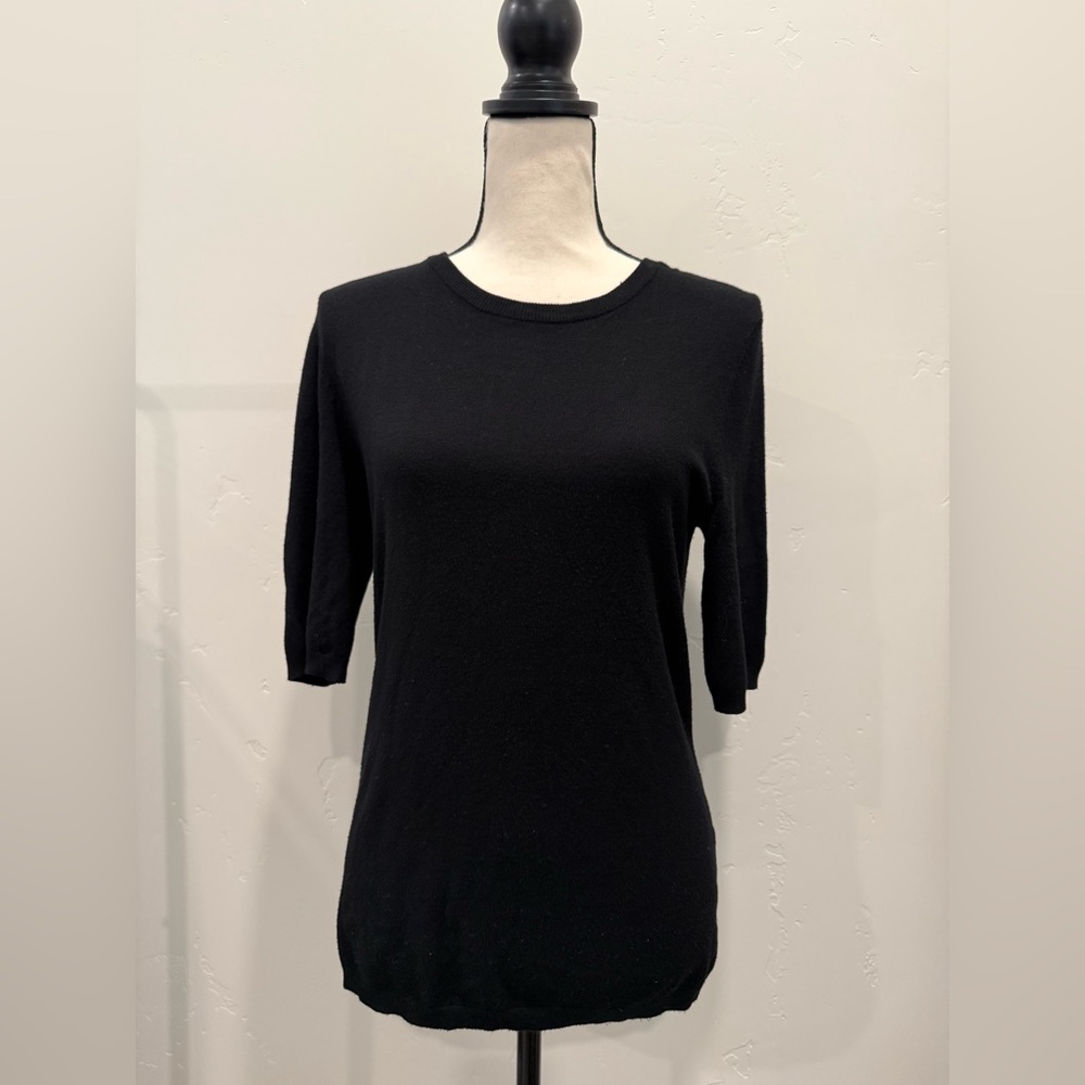 Philosophy Women’s 3/4 Sleeve Sweater w/Gold Zipper| Black | Lightweight | Small